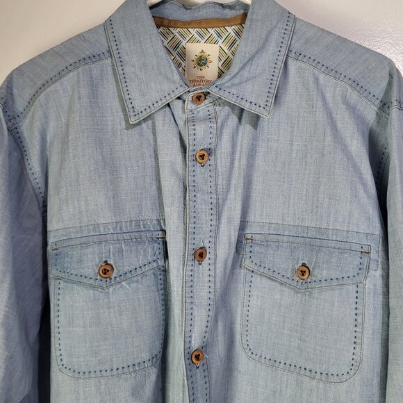 THE TERRITORY AHEAD Mens XL Sunset Roper Chambray Shirt Country Cowboy Southwest - Picture 4 of 8